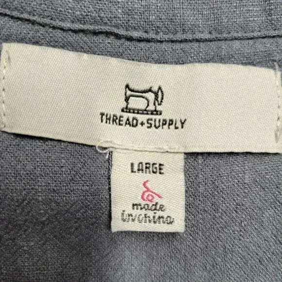 Thread + Supply Large Dark Gray Collared Short Sleeve Button Midi Casual Dress - Picture 9 of 11